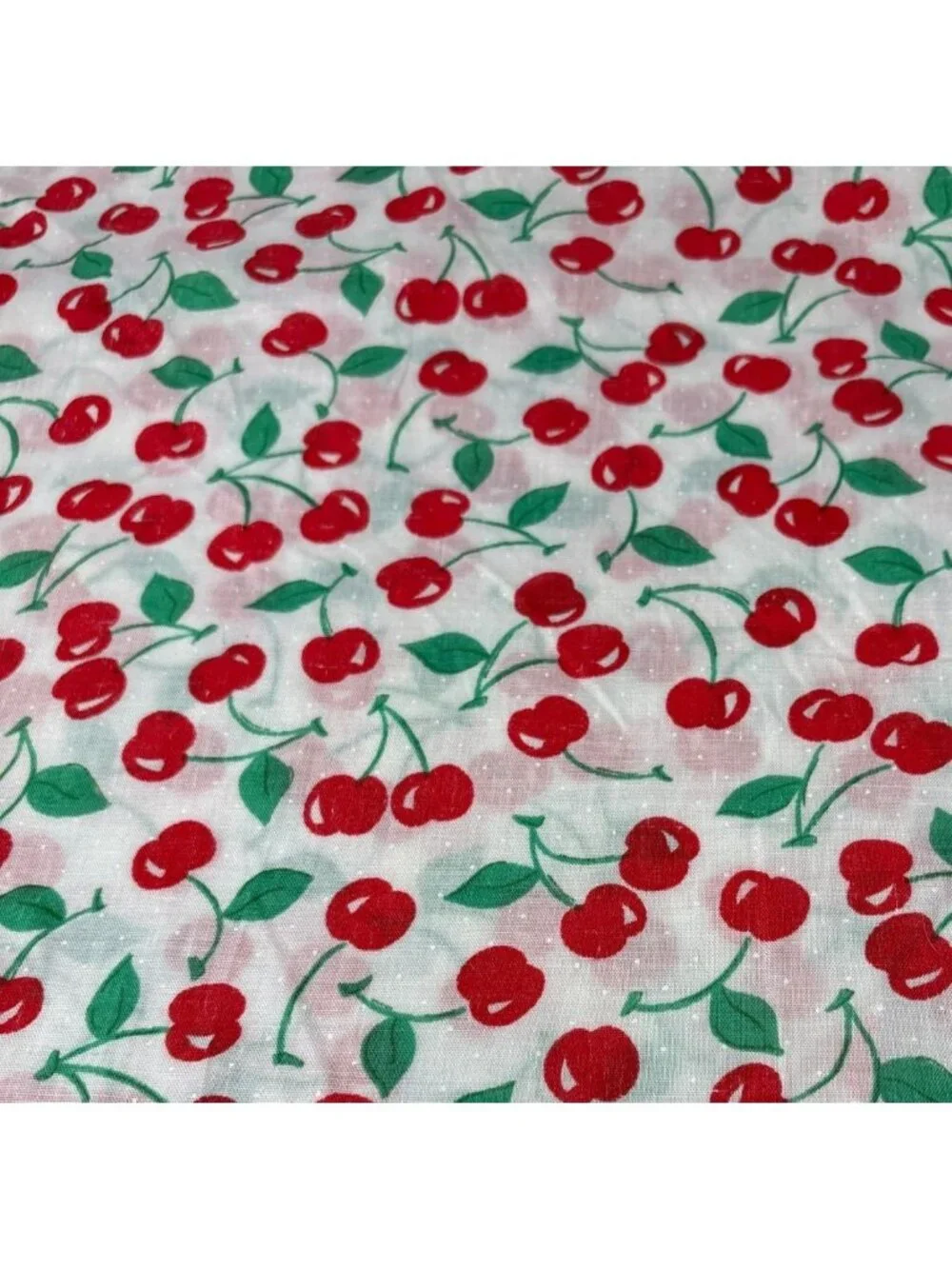 Cherry Print Red Green Cotton Fabric 1/2 yard x 44
